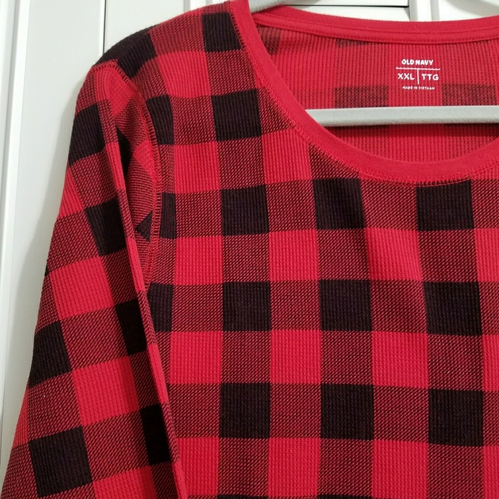 Old Navy Waffle Henley Buffalo Check XXL